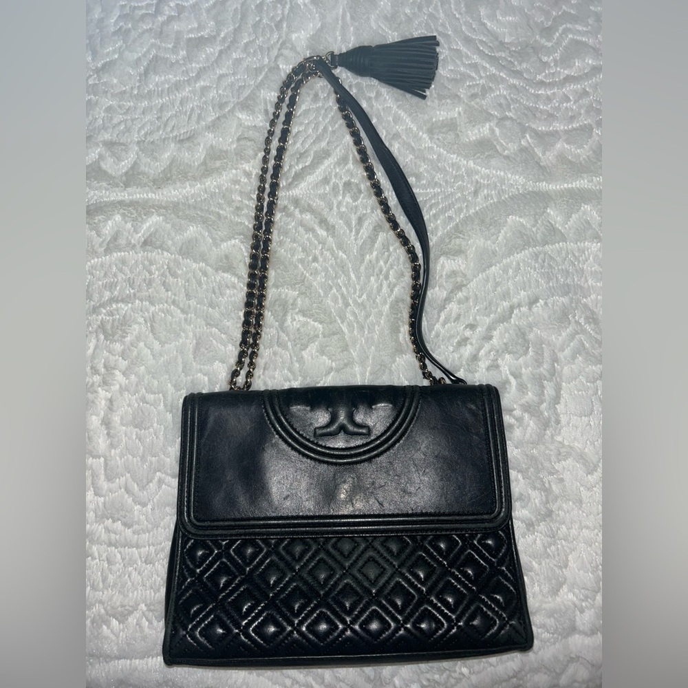 Tory Burch Black Quilted Satchel